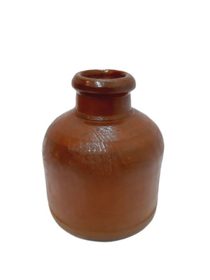 Vintage glazed pottery bottle 10 cm like new, rustic decor