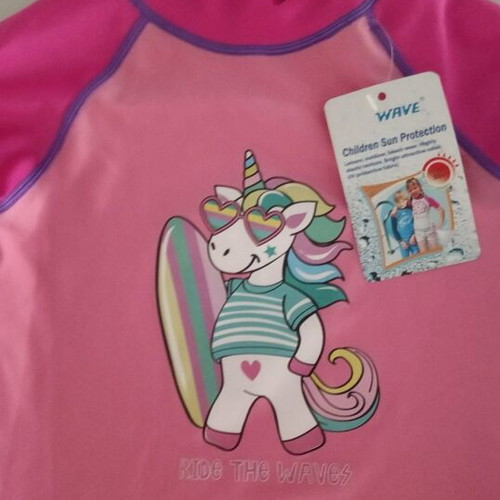Wave sun protection surf shirt for 2-year-old girl new, pink