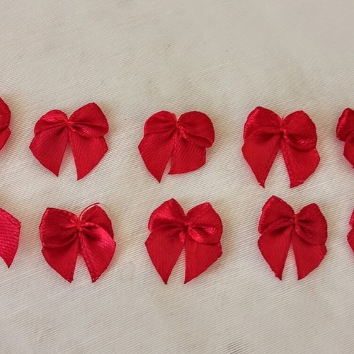 Red satin bows for decoration and crafts, pack of 50