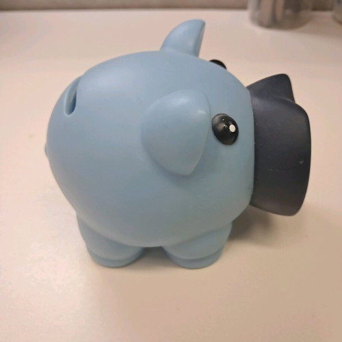 Children's piggy bank used, plastic, blue