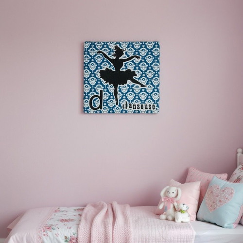 Ballerina Wall Art Canvas 15x15 cm with Wood Frame new