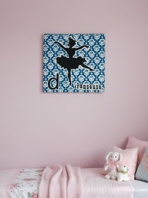 Ballerina Wall Art Canvas 15x15 cm with Wood Frame new