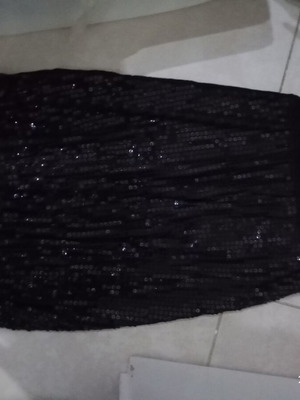 Short black dress with sequins like new, strapless