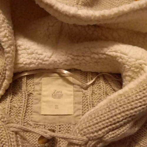 Zara Knitwear cardigan size M (38) like new, beige with fur details