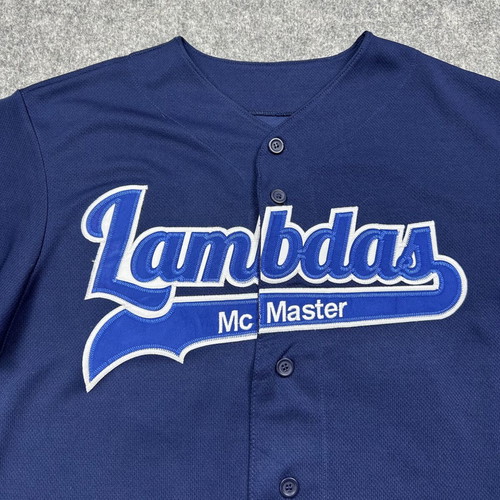 Majestic CoolBase McMaster Lambdas Custom Baseball Jersey Navy Size S used