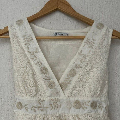 Papaya lace babydoll top, ecru, cotton, lined, size S