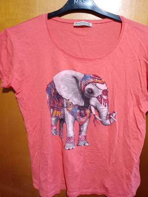 Ontu Collection γυναικείο T-shirt με σχέδιο ελέφαντα σε ροζ, μέγεθος XL