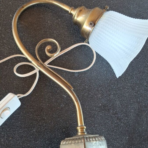 Brass table lamp vintage used, 34 cm height