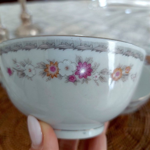 Hunan Shi Wan porcelain bowl set of 4 with floral design