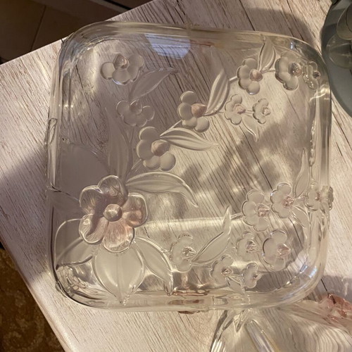 Murano serving platter and hors d'oeuvre tray new, heavy classic pieces with rose details