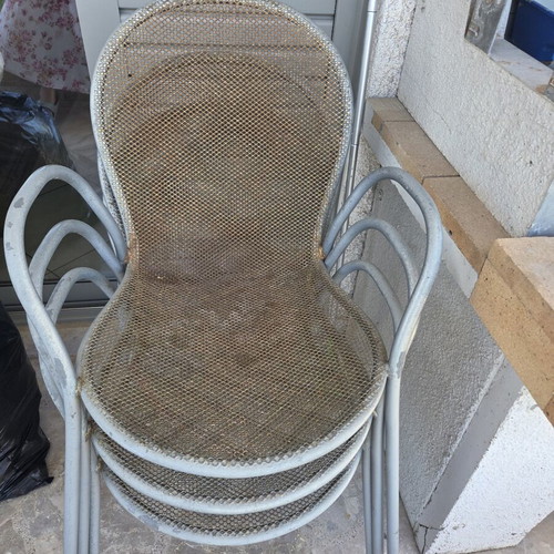Garden chairs used, set of 4, iron construction
