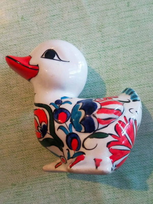 Χειροποίητο κεραμικό διακοσμητικό παπάκι σαν καινούργιο με τουρκικά σχέδια