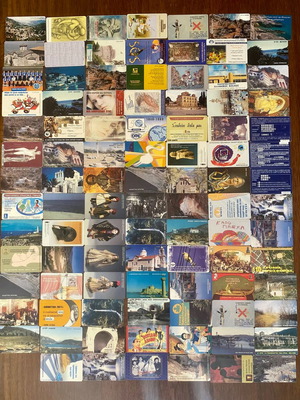 Τηλεκάρτες μεταχειρισμένες, πακέτο 97 με τοπία και ενημερώσεις