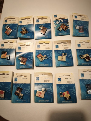 Athens 2004 Olympic lapel pins set of 15, authentic, sealed