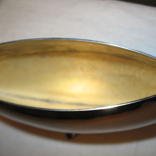 Silver-plated Space-Age vase used, large and heavy from the 70's