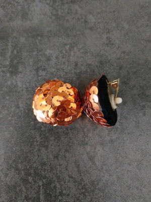 Bronze earrings with sequins, like new, orange