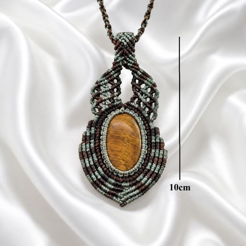 Handmade macrame necklace with tiger's eye