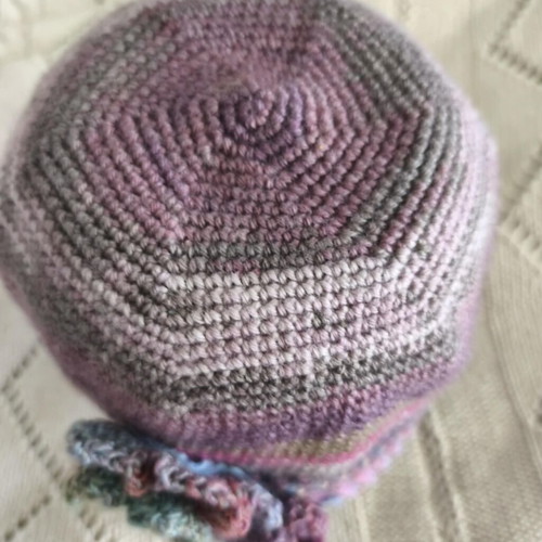 Handmade knit cap new with decorative flowers