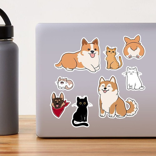 Handmade sticker pack with cats and dogs made to order
