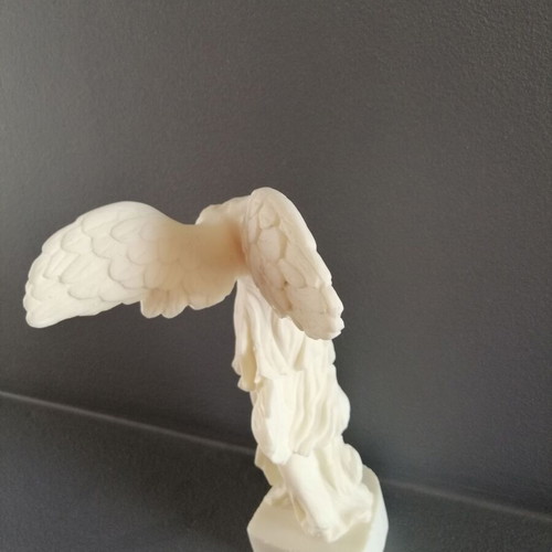 Nike of Samothrace statue used, alabaster, height 19 cm