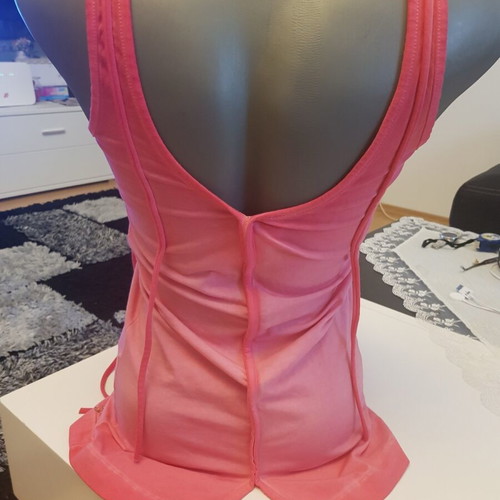 Cotton tank top with fringes like new, size XS/S, pink