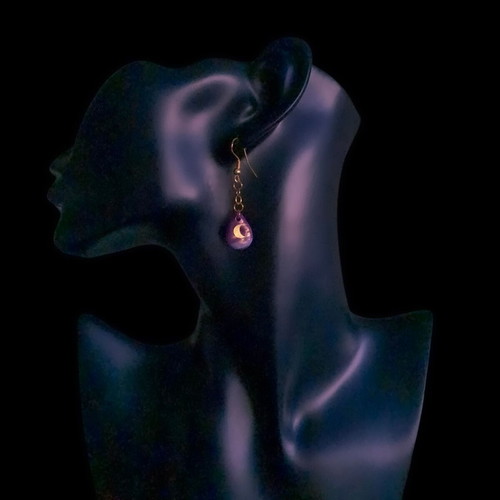 Handmade recycled plastic earrings with moon design, new