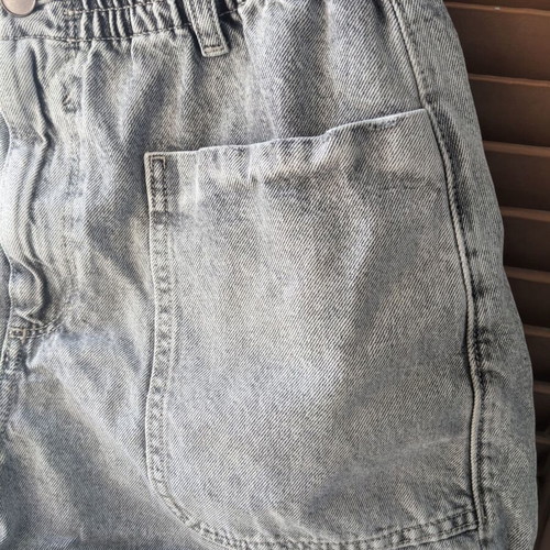 Zara high-waisted denim shorts, black and grey, size L