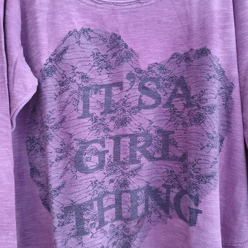 Asymmetric blouse "It’s a Girl Thing" oversized Large - XLarge like new, purple and pink