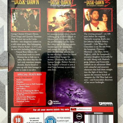 From Dusk Till Dawn Trilogy DVD new, thriller horror with subtitles