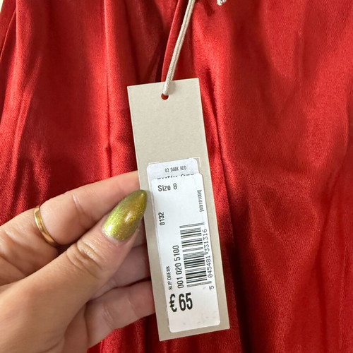 Satin maxi dress with side slit new, red
