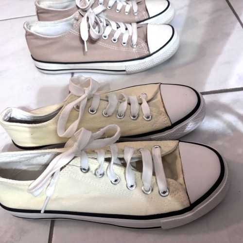 Canvas shoes used, size 37, pack of 2, yellow and beige