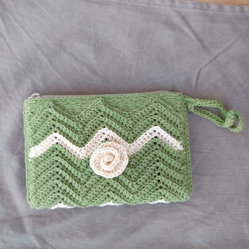 Handmade knitted wallet new green