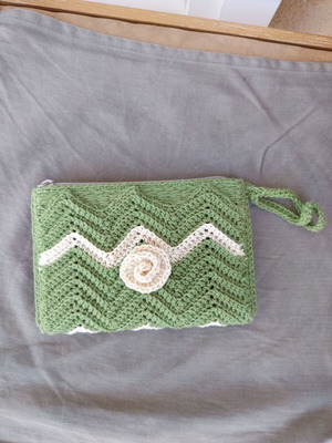 Handmade knitted wallet new green