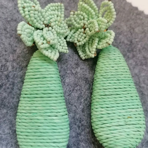 Zara statement earrings used, mint beaded dangle for pierced ears