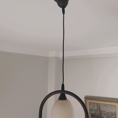 Ceiling light used with beige glass shade 10 cm diameter