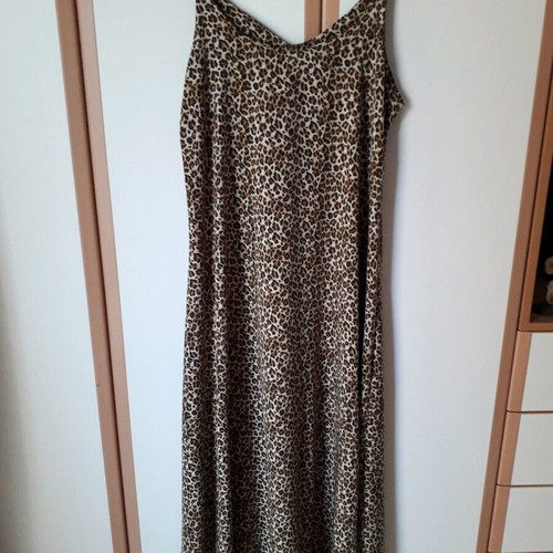 Maxi dress new, tiger print with thin straps, polyester