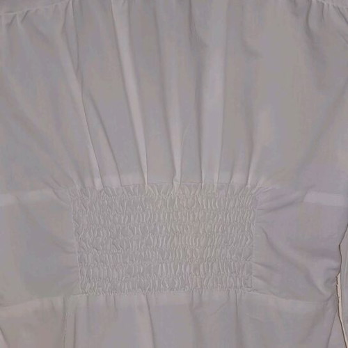 AMA white bodysuit shirt like new with ruffles and elastic waist