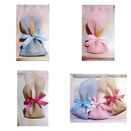 Handmade bombonieres with tulle and five Hantzigiannakis almond dragees