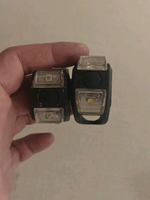 Bicycle lights used, front and rear red white with three functions