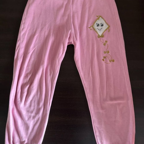 Pink Girl's Sweatpants with Embroidered Kite Like New, Size 4-5 Years