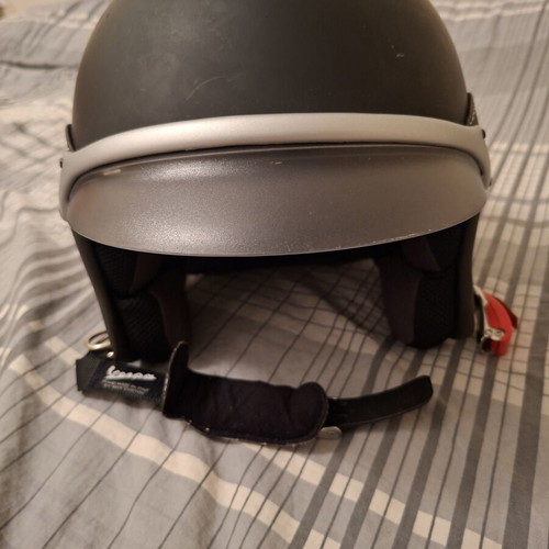 Vespa jet helmet, soft touch, small, dark grey-black, handmade with leather details
