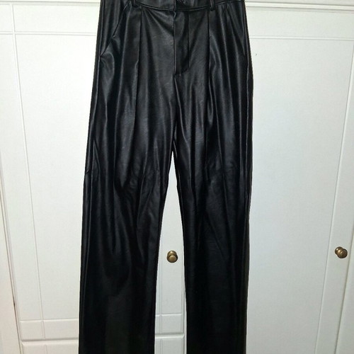 Black leatherette pants like new, straight comfortable fit