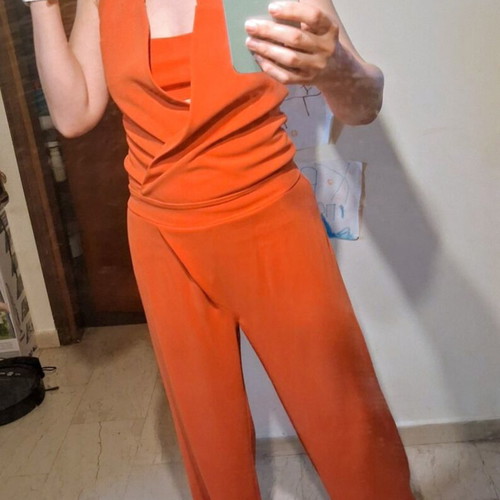 Women's jumpsuit s/m like new, orange with crop top