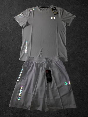 Under Armour T-shirt and Shorts Reflective Set white, brand new