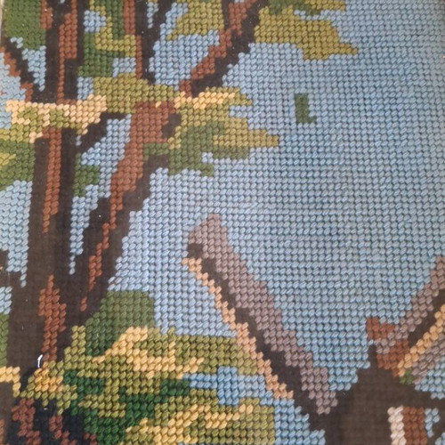 Embroidery framed, used, 22×47 cm, about 40 years old