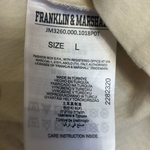 Franklin & Marshall T-shirt large size beige like new, 100% cotton