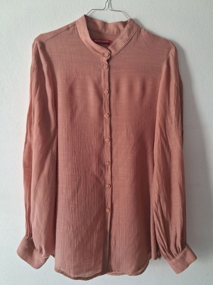 Avocado Mandarin Collar Blouse Size M Terracotta Dusty Rose