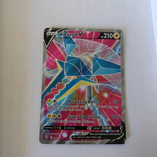 Vikavolt V Full Art Ultra Rare Holo Pokemon Card Darkness Ablaze 180/189 like new