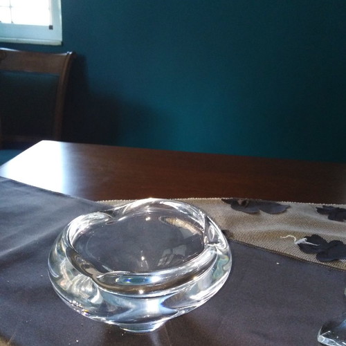 Crystal candlestick used, set with small cup
