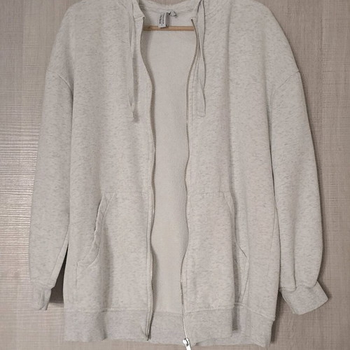 & Other Stories Hooded Cardigan used, cotton, white and grey, size S